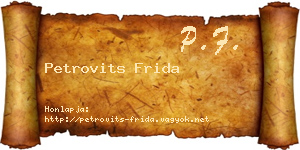 Petrovits Frida névjegykártya